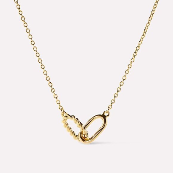 18K Gold Plated Interlock Necklace - Picture 1 of 4